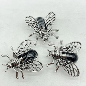 10 pezzi pizzo nero agata cicada mosca ciondoli spilla chakra reiki amuleto guarigione - Foto 1 di 5