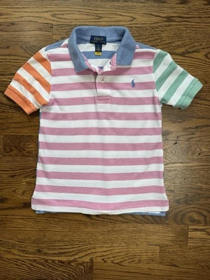Polo de Ralph Lauren Niños Rosa, Naranja, Azul y Verde Menta Polo a Rayas 5 Foto 1 de 4