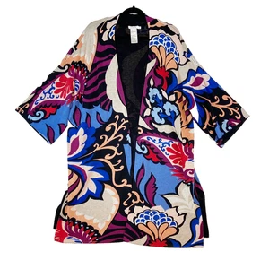 Chico's Kimono Cardigan Duster Women's 4 (XXL) Multicolor Colorful Bold Print - Picture 1 of 6