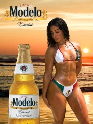 Mexican Girl  Vintage  Beer Poster Modelo  Beer 18x24 in sexy girl Bar Decor  - Image 1 of 2