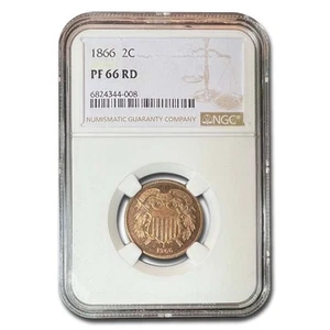 1866 Two Cent Piece PF-66 NGC (Red) - Picture 1 of 3