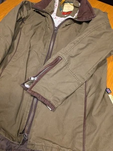 Welligogs Ladies Coat Khaki Green & Brown Size L 12/14 Missing Hood - Picture 1 of 24