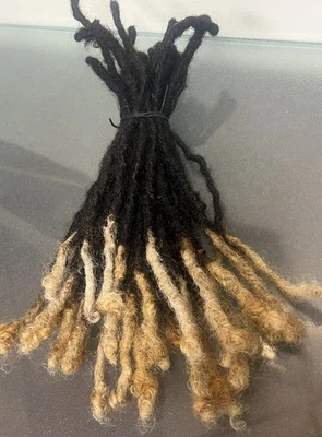 Rastas de cabello humano 100 % real 25 piezas. "Puntas rubias y color negro/marrón de 9,5""" Foto 1 de 4