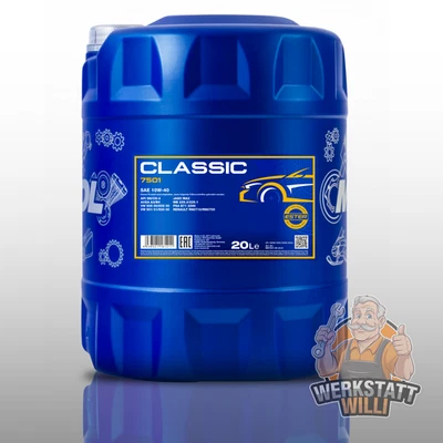 20L LITER MANNOL CLASSIC 10W-40 MOTORÖL MOTOREN-ÖL 10W40 für VW MERCEDES RENAULT - Bild 1 von 4