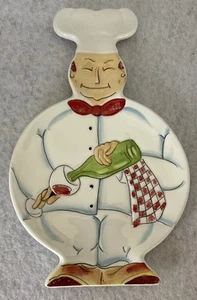 I. Godinger & Co. Ceramic Fat Chef Pouring Wine Spoon Rest Or Plate - Picture 1 of 9