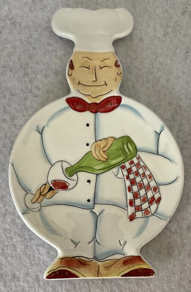 I. Godinger & Co. Ceramic Fat Chef Pouring Wine Spoon Rest Or Plate - Image 1 of 4