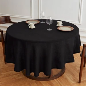 Leinen Runde Tischdecke 70 Zoll - 100% Reines Leinen Schwarz Runde Tischdecke - Mac... - Bild 1 von 5