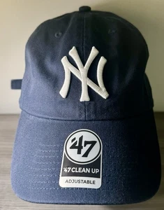 NWT New York Yankees 47 Brand Hat Clean Up Adjustable Cap Blue MLB Baseball - Picture 1 of 6