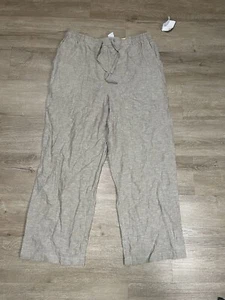 NWT Sag Harbor Womens Size M Linen Blend Drawstring Straight Leg Pull On Pants - Picture 1 of 9