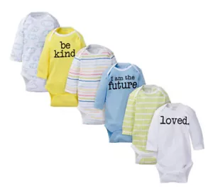 6-Pack Baby Boy or Girl Gerber Onesies NB 3-6 6-9 months NIP LOVED Long Sleeved - Picture 1 of 1