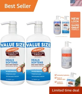 Cocoa Butter Daily Skin Therapy Body Lotion - 33.8 Oz Pump Bottle Pack of 2 - Picture 1 of 12
