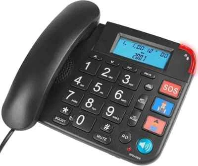 Large Button Landline Corded Phone Home Office Desk Telephone Caller ID Redial - Image 1 of 4
