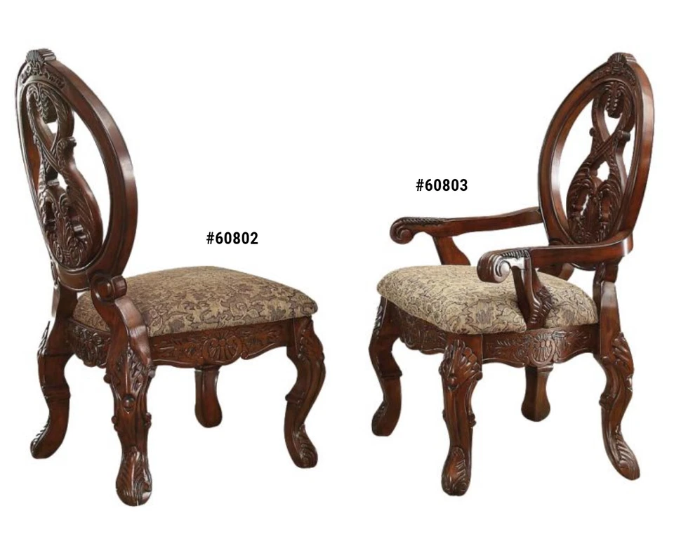 ACME Rovledo Formal Traditional Style Cherry Finish 2-PC 44"H Arm / Side Chair  - Image 1 of 1