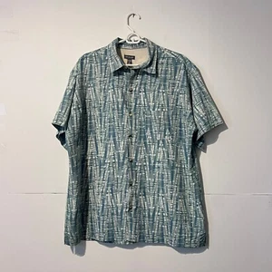 Van Heusen Mens Shirt Size XL 17-17.5 Green Geometric Tech Performance - Picture 1 of 6