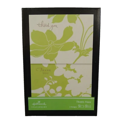 Tarjetas de agradecimiento de papelería Hallmark 2 diseños 50 unidades con sobres verdes nuevas Foto 1 de 4