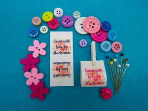 Sewn with love by your name clothing labels - 50mm x 25mm (SL FOLD 1 - D10) - Picture 1 of 4