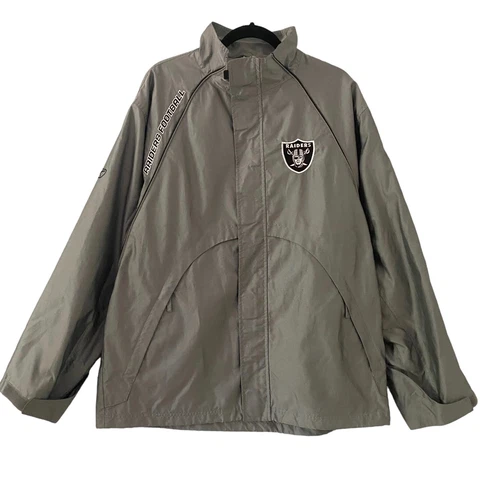 Vintage NFL Oakland Raiders Reebok Jacket Zip Windbreaker Mens Large Gray 5031A Cover