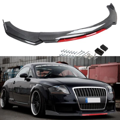 For Audi TT RS 8N A3 Carbon fiber Style Front Bumper Lip Spoiler Splitter Body - Image 1 of 4