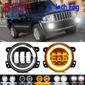 Pair For Jeep Commander 2006 2007 2008 2009 2010 4 inch Bumper LED Fog Lights - Picture 1 of 16