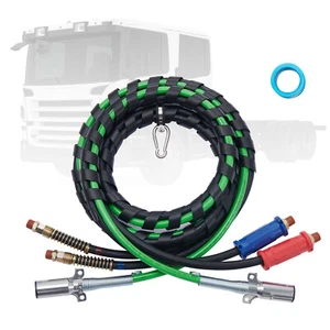 15FT Semi Truck Air Lines Kit 3-in-1 Air Hoses & 7-Way Plug ABS Power Line - Picture 1 of 12