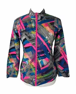 Adidas Girl's Size Large Windbreaker Jacket Full Zip Multicolor Geometric - Picture 1 of 6