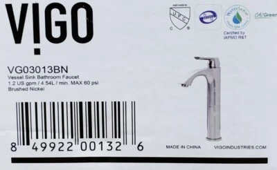 VIGO Linus Vessel Bathroom Faucet-Brushed Nickel VG03013BN *