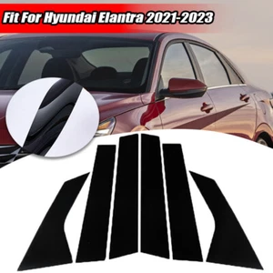 6Pc Gloss Black Pillar Posts Window Trim Sticker Plate For Hyundai Elantra 2021+ - Bild 1 von 11