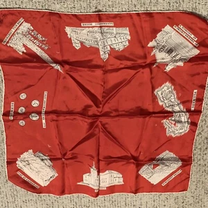 Roy Thinkell of London Bahamas Womens Square Scarf Red White Historical VINTAGE - Picture 1 of 13