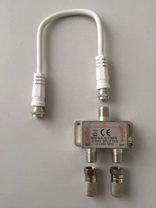 2-fach SAT Verteiler Splitter 2fach Weiche Satverteiler mit 2x 7,5mm F-Steckern - Bild 1 von 1
