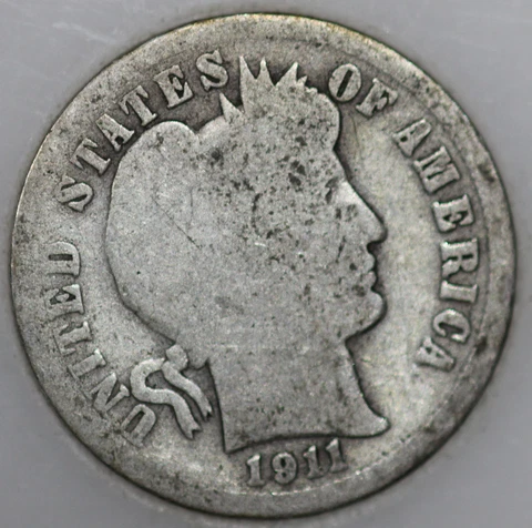 * 1911-P Barber Dime 90% Silver, 100+ years Old As Shown Cover