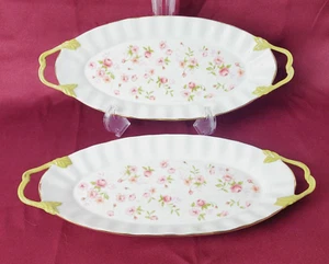 Vintage Gorham Forever Roses Pink Sandwich Serving Trays Platter Plate Handles - Picture 1 of 12