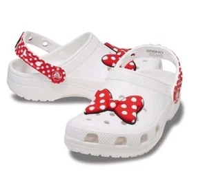 Crocs Minnie Mouse Classic Clog Youth Girls Size 5 Polka Dot Red Bow Disney - Imagen 1 de 7