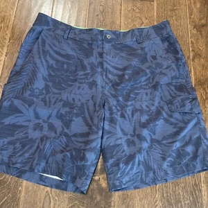 Speedo Mens Size 38 Black Floral Print Swim Trunks Board Shorts Inseam 9” CI30 - Picture 1 of 18