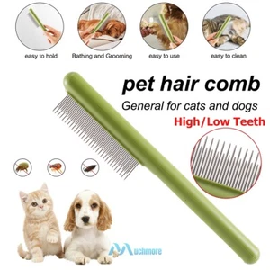 Fine Pet Dog Hair Shedding Grooming Flea Comb Puppy Cat Stainless Pin Brush Tool - Picture 1 of 14