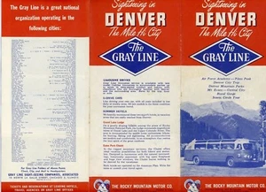 1950er grauer Denver Prospekt Linie Sightseeing Bus Co Rocky Tours Mountain - Bild 1 von 5