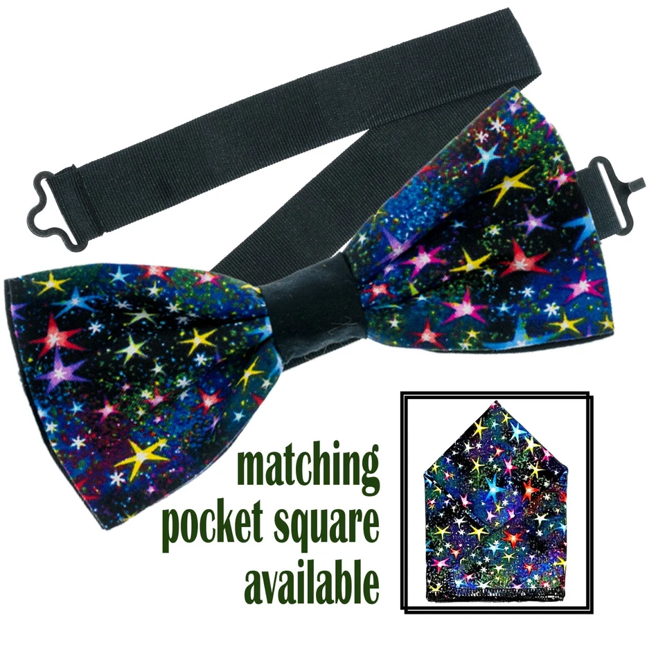 Gravata borboleta estrela e bolso quadrado casamento formatura festa de ano novo formal estrelas de Natal - Imagem 1 de 1