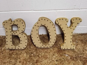 B-O-Y Wall Decor Letter Set Boys Room 11-1/2" Tall (3 Letters) Faux Wood - Picture 1 of 20