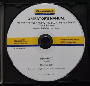 NEW HOLLAND T9.390 T9.450 T9.505 T9.560 T9.615 T9.670 TRACTOR OPERATORS MANUAL - Picture 1 of 1