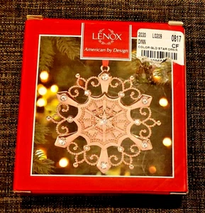 LENOX Colores de Oro ROSA ORO ESTRELLA COPO DE NIEVE Adorno -4" Diámetro - Nuevo en Caja - Imagen 1 de 6