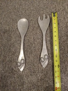Vintage Mariposa Cast Aluminum Salad Servers Vintage 1990's Acorn Pattern 13” - Picture 1 of 4