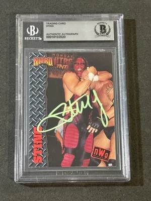 STING 1999 TOPPS WCW/NWO NITRO SIGNED AUTOGRAPHED CARD BECKETT BAS AUTHENTIC - Image 1 of 2