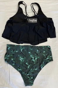 SouqFone Swimsuit Two Piece Bathing Suit Top w/High Waisted Bottom NWT - Picture 1 of 7
