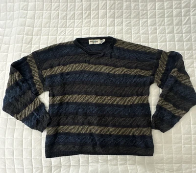 Suéter Vintage NUEVO ERA Para Hombre Grande Azul Marrón Geométrico Retro Años 90 Abuelo Foto 1 de 4