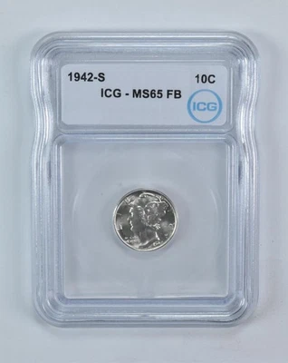 1942-S Mercury Dime MS65 FB ICG - Image 1 of 4