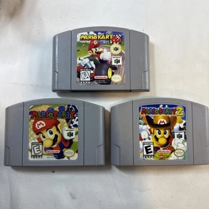 Mario Kart Mario Party 1 & 2 Nintendo 64 N64 Authentic Cartridges Tested Working - Picture 1 of 13
