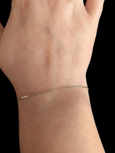 Bracciale Marlyn in oro massiccio 14 carati delicata catena S 7,25" - Foto 1 di 8