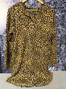Lauren Ralph Lauren Leopard Print Sleep Shirt Women’s Medium Long Sleeve Pockets - Picture 1 of 6