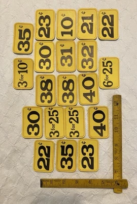 20 Vintage Price Tags Yellow & Red  Old Stock Price Cards - Image 1 of 4
