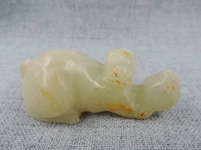 Antiguo colgante chino de jade hetiano tallado a mano estatua de mono de la suerte Foto 1 de 4