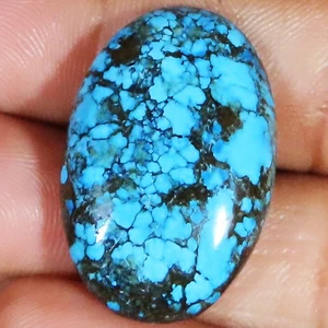 TIBET TURQUOISE oval cabochon loose treated gemstone 25.60 Cts. (19 x 28 x 5 mm) - Picture 1 of 6